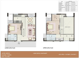 Floor Plans 2 BHK Lower & Upper_1100 Sq. ft.
